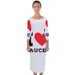 I love sauces Quarter Sleeve Midi Bodycon Dress