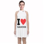 I love sauces Velvet Halter Neckline Dress 