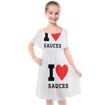 I love sauces Kids  Cut Out Shoulders Chiffon Dress