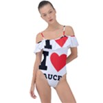 I love sauces Frill Detail One Piece Swimsuit