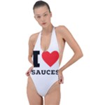 I love sauces Backless Halter One Piece Swimsuit