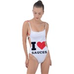 I love sauces Tie Strap One Piece Swimsuit