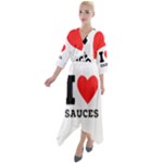 I love sauces Quarter Sleeve Wrap Front Maxi Dress