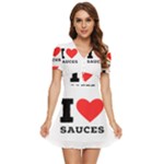 I love sauces V-Neck High Waist Chiffon Mini Dress