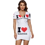 I love sauces Low Cut Cap Sleeve Mini Dress