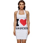 I love sauces Sleeveless Wide Square Neckline Ruched Bodycon Dress