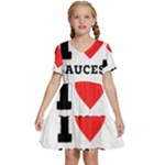 I love sauces Kids  Short Sleeve Tiered Mini Dress