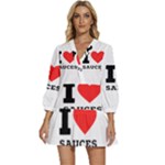 I love sauces V-Neck Placket Mini Dress