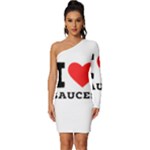 I love sauces Long Sleeve One Shoulder Mini Dress