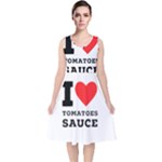 I love tomatoes sauce V-Neck Midi Sleeveless Dress 