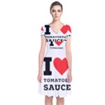 I love tomatoes sauce Short Sleeve Front Wrap Dress