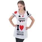 I love tomatoes sauce Puff Sleeve Tunic Top