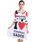 I love tomatoes sauce Quarter Sleeve Waist Band Dress