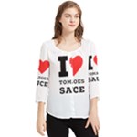 I love tomatoes sauce Chiffon Quarter Sleeve Blouse