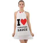 I love tomatoes sauce Halter Tie Back Chiffon Dress