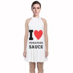 I love tomatoes sauce Velvet Halter Neckline Dress 