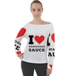 I love tomatoes sauce Off Shoulder Long Sleeve Velour Top