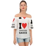 I love tomatoes sauce Off Shoulder Short Sleeve Top