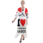 I love tomatoes sauce Quarter Sleeve Wrap Front Maxi Dress