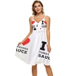 I love tomatoes sauce Sleeveless Tie Front Chiffon Dress