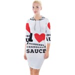 I love cranberry sauce Quarter Sleeve Hood Bodycon Dress