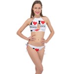 I love cranberry sauce Cross Front Halter Bikini Set