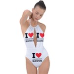 I love cranberry sauce Plunge Cut Halter Swimsuit