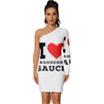 I love cranberry sauce Long Sleeve One Shoulder Mini Dress