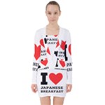 I love Japanese breakfast  V-neck Bodycon Long Sleeve Dress