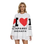 I love Japanese breakfast  Round Neck Long Sleeve Bohemian Style Chiffon Mini Dress