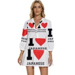 I love Japanese breakfast  V-Neck Placket Mini Dress