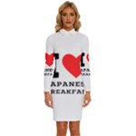I love Japanese breakfast  Long Sleeve Shirt Collar Bodycon Dress