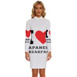 I love Japanese breakfast  Long Sleeve Shirt Collar Bodycon Dress