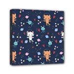 Cute Astronaut Cat With Star Galaxy Elements Seamless Pattern Mini Canvas 6  x 6  (Stretched)