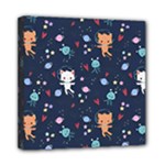 Cute Astronaut Cat With Star Galaxy Elements Seamless Pattern Mini Canvas 8  x 8  (Stretched)