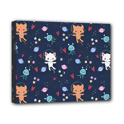 Cute Astronaut Cat With Star Galaxy Elements Seamless Pattern Canvas 10  x 8  (Stretched) from ArtsNow.com