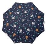 Cute Astronaut Cat With Star Galaxy Elements Seamless Pattern Straight Umbrellas