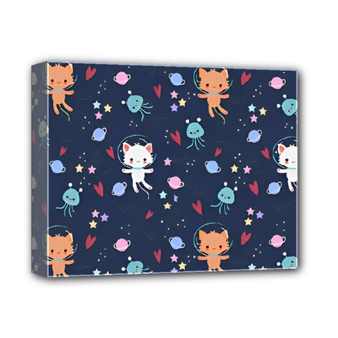Cute Astronaut Cat With Star Galaxy Elements Seamless Pattern Deluxe Canvas 14  x 11  (Stretched) from ArtsNow.com