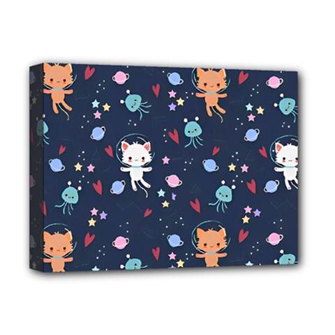 Cute Astronaut Cat With Star Galaxy Elements Seamless Pattern Deluxe Canvas 16  x 12  (Stretched)  from ArtsNow.com