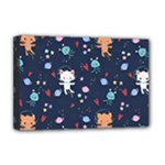 Cute Astronaut Cat With Star Galaxy Elements Seamless Pattern Deluxe Canvas 18  x 12  (Stretched)