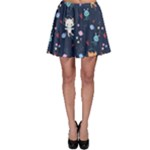 Cute Astronaut Cat With Star Galaxy Elements Seamless Pattern Skater Skirt