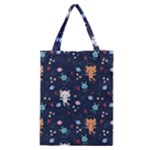 Cute Astronaut Cat With Star Galaxy Elements Seamless Pattern Classic Tote Bag