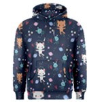 Cute Astronaut Cat With Star Galaxy Elements Seamless Pattern Men s Core Hoodie