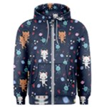 Cute Astronaut Cat With Star Galaxy Elements Seamless Pattern Men s Zipper Hoodie