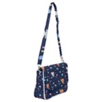 Cute Astronaut Cat With Star Galaxy Elements Seamless Pattern Shoulder Bag with Back Zipper