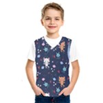 Cute Astronaut Cat With Star Galaxy Elements Seamless Pattern Kids  Basketball Tank Top