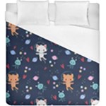 Cute Astronaut Cat With Star Galaxy Elements Seamless Pattern Duvet Cover (King Size)