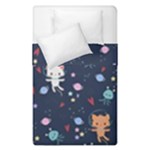 Cute Astronaut Cat With Star Galaxy Elements Seamless Pattern Duvet Cover Double Side (Single Size)