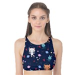 Cute Astronaut Cat With Star Galaxy Elements Seamless Pattern Tank Bikini Top