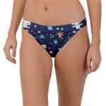 Cute Astronaut Cat With Star Galaxy Elements Seamless Pattern Band Bikini Bottoms